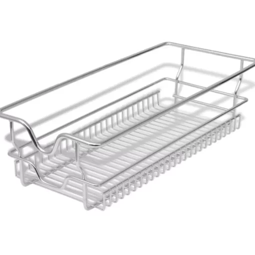 vidaXL Kitchen & Dining* Pull-Out Wire Baskets 2 Pcs Silver 11.8"