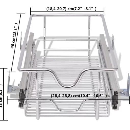 vidaXL Kitchen & Dining* Pull-Out Wire Baskets 2 Pcs Silver 11.8"