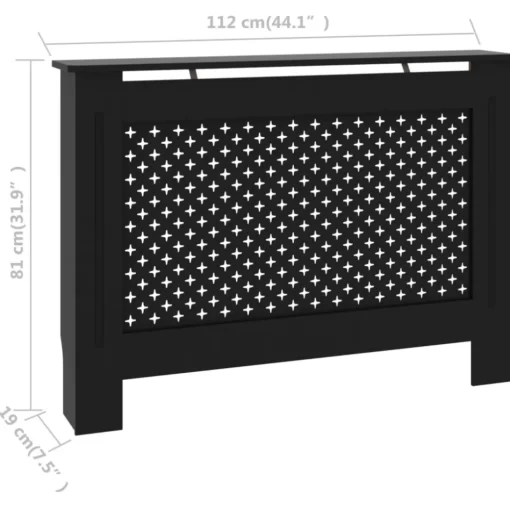 vidaXL Household Appliance Accessories* Radiator Cover Black 44.1"X7.5"X31.9" Mdf