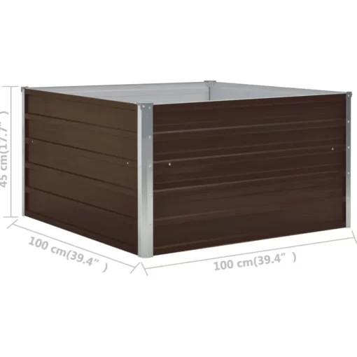 vidaXL Lawn & Garden* Raised Garden Bed 39.4"X39.4"X17.7" Galvanized Steel Brown