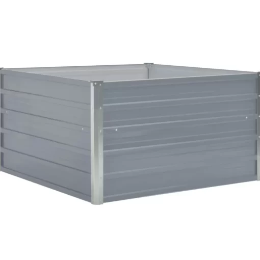 vidaXL Lawn & Garden* Raised Garden Bed 39.4"X39.4"X17.7" Galvanized Steel Gray