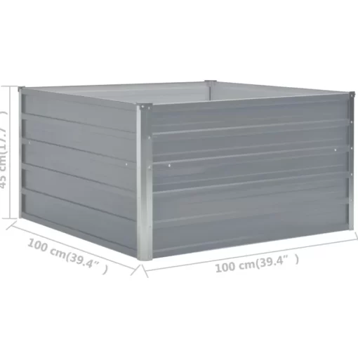 vidaXL Lawn & Garden* Raised Garden Bed 39.4"X39.4"X17.7" Galvanized Steel Gray