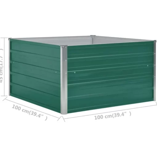 vidaXL Lawn & Garden* Raised Garden Bed 39.4"X39.4"X17.7" Galvanized Steel Green