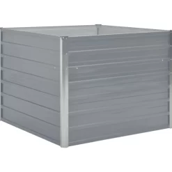 vidaXL Lawn & Garden* Raised Garden Bed 39.4"X39.4"X30.3" Galvanized Steel Gray