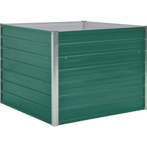 vidaXL Lawn & Garden* Raised Garden Bed 39.4"X39.4"X30.3" Galvanized Steel Green