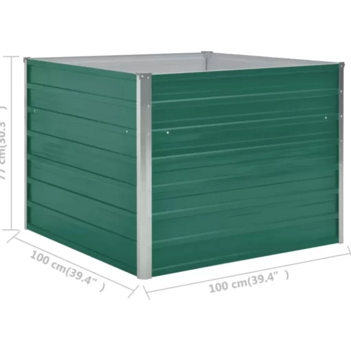 vidaXL Lawn & Garden* Raised Garden Bed 39.4"X39.4"X30.3" Galvanized Steel Green