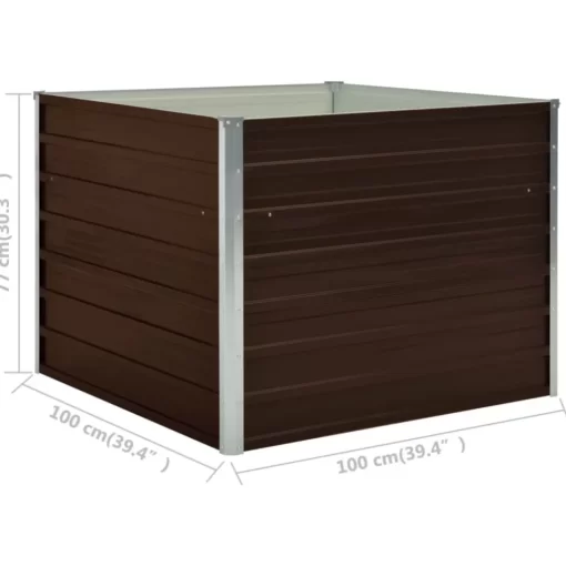 vidaXL Lawn & Garden* Raised Garden Bed Brown 39.4"X39.4"X30.3" Galvanized Steel