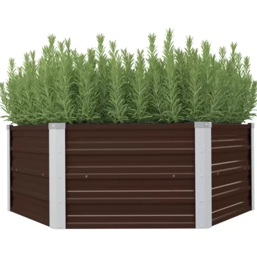 vidaXL Lawn & Garden* Raised Garden Bed Brown 50.8"X50.8"X18.1" Galvanized Steel