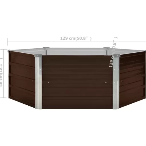 vidaXL Lawn & Garden* Raised Garden Bed Brown 50.8"X50.8"X18.1" Galvanized Steel