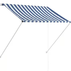 vidaXL Lawn & Garden* Retractable Awning 59.1"X59.1" Blue And White