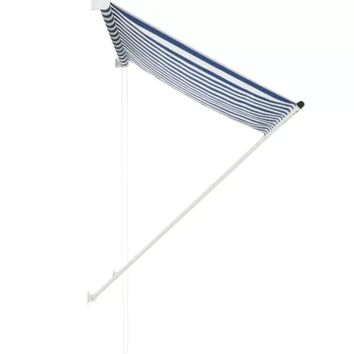 vidaXL Lawn & Garden* Retractable Awning 59.1"X59.1" Blue And White