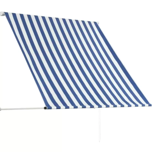 vidaXL Lawn & Garden* Retractable Awning 59.1"X59.1" Blue And White