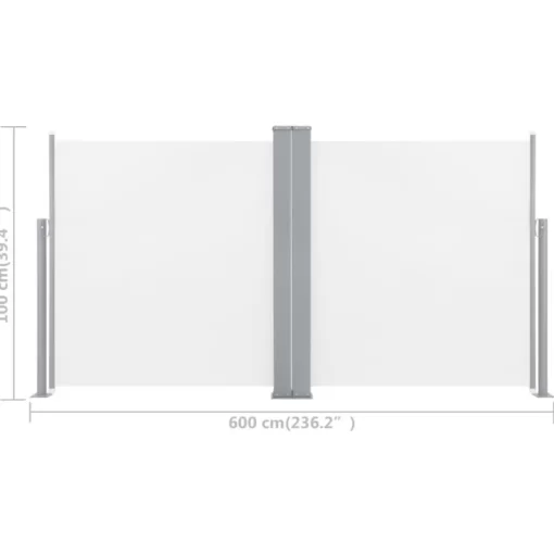 vidaXL Lawn & Garden* Retractable Side Awning Cream 39.4"X236.2"