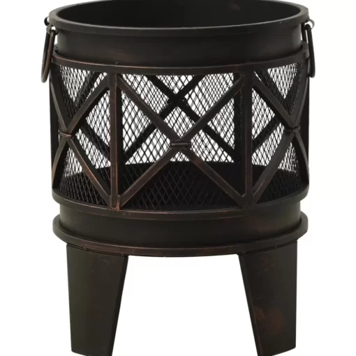 vidaXL Fireplaces* Rustic Fire Pit With Poker Φ16.5"21.3" Steell