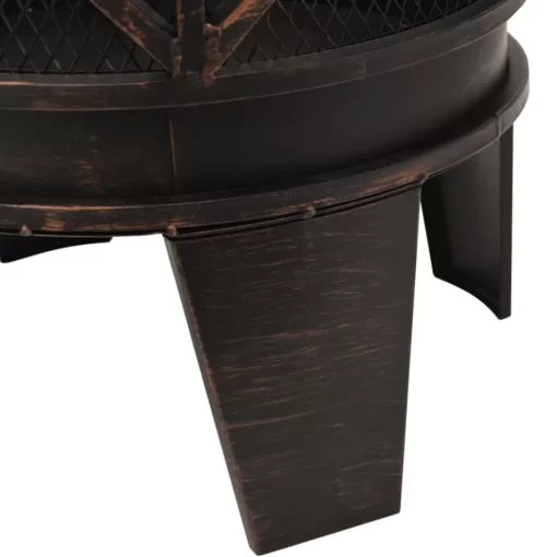 vidaXL Fireplaces* Rustic Fire Pit With Poker Φ16.5"21.3" Steell