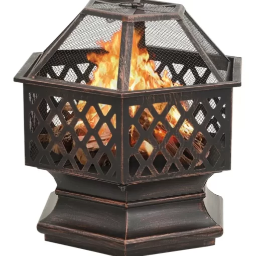 vidaXL Fireplaces* Rustic Fire Pit With Poker 24.4"X21.3"X22" Xxl Steel