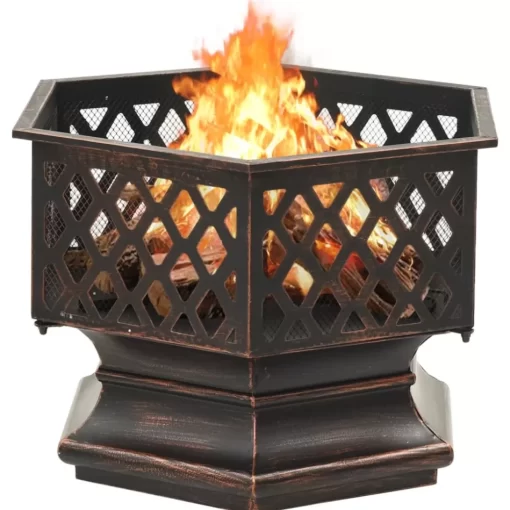 vidaXL Fireplaces* Rustic Fire Pit With Poker 24.4"X21.3"X22" Xxl Steel