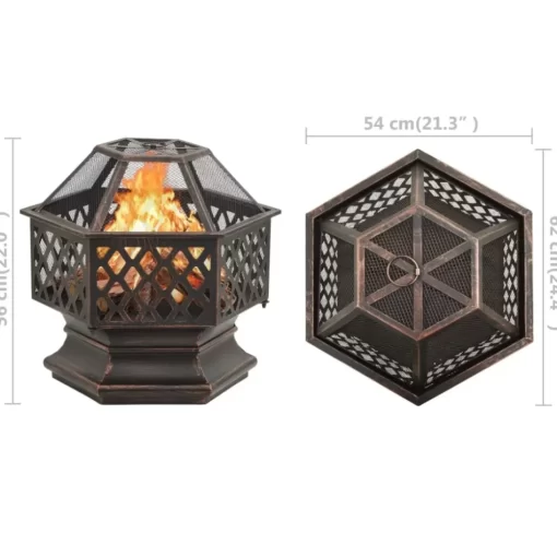 vidaXL Fireplaces* Rustic Fire Pit With Poker 24.4"X21.3"X22" Xxl Steel