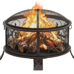 vidaXL Fireplaces* Rustic Fire Pit With Poker 26.6" Xxl Steel