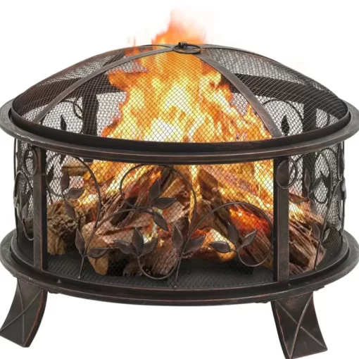 vidaXL Fireplaces* Rustic Fire Pit With Poker 26.6" Xxl Steel