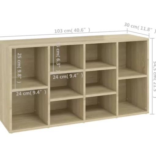 vidaXL Household Supplies* Shoe Bench Sonoma Oak 40.6"X11.8"X21.5" Engineered Wood