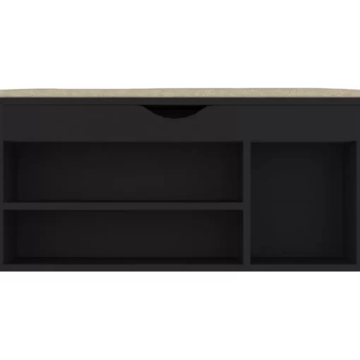 vidaXL Household Supplies* Shoe Bench With Cushion Black 40.9"X11.8"X19.3" Engineered Wood