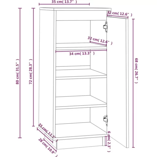 vidaXL Household Supplies* Shoe Cabinet 13.8"X13.8"X31.5" Solid Wood Pine