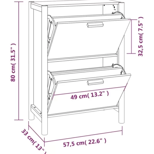 vidaXL Household Supplies* Shoe Cabinet 22.6"X13"X31.5" Engineered Wood