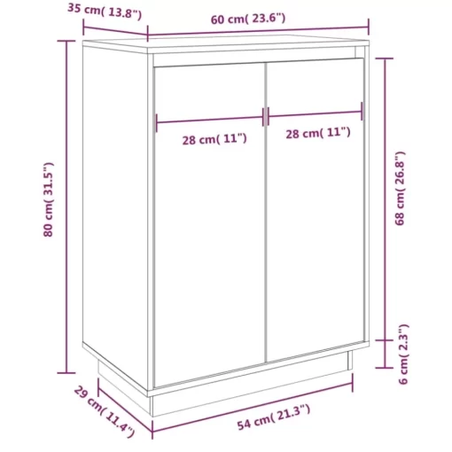 vidaXL Household Supplies* Shoe Cabinet 23.6"X13.8"X31.5" Solid Wood Pine