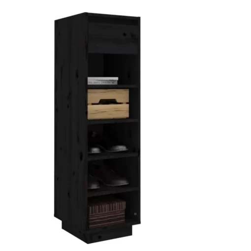 vidaXL Household Supplies* Shoe Cabinet Black 13.4"X11.8"X41.3" Solid Wood Pine