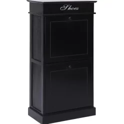 vidaXL Household Supplies* Shoe Cabinet Black 19.7"X11"X38.6" Paulownia Wood