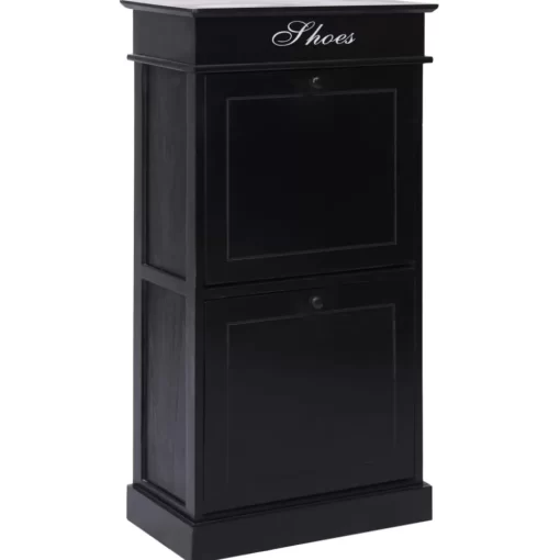 vidaXL Household Supplies* Shoe Cabinet Black 19.7"X11"X38.6" Paulownia Wood