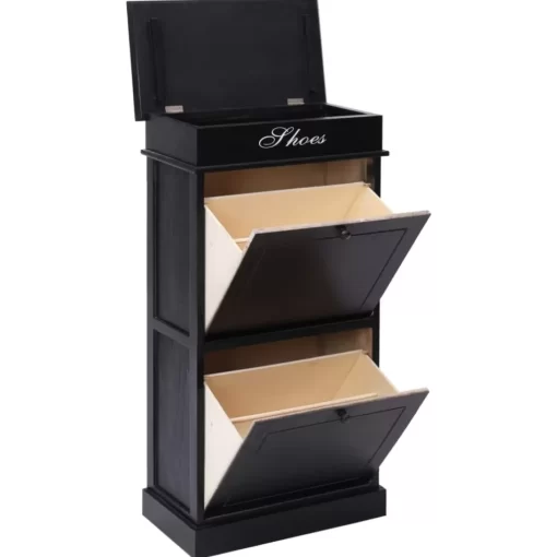 vidaXL Household Supplies* Shoe Cabinet Black 19.7"X11"X38.6" Paulownia Wood