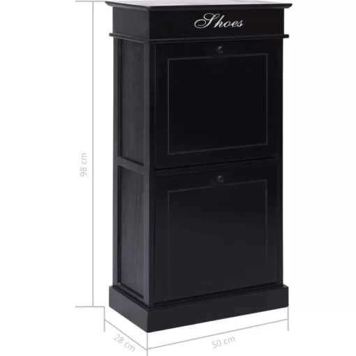 vidaXL Household Supplies* Shoe Cabinet Black 19.7"X11"X38.6" Paulownia Wood