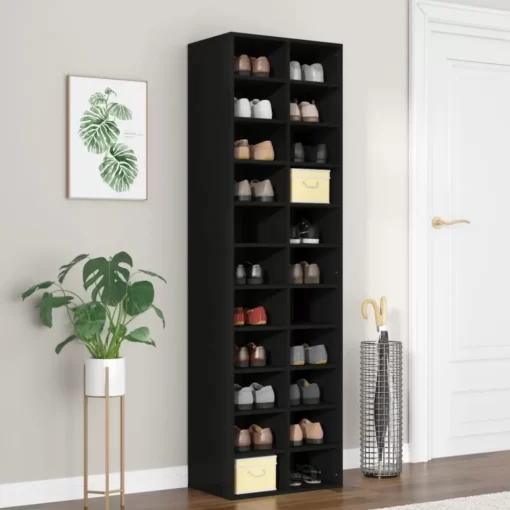 vidaXL Household Supplies* Shoe Cabinet Black 21.3"X13.4"X72" Engineered Wood