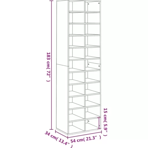 vidaXL Household Supplies* Shoe Cabinet Black 21.3"X13.4"X72" Engineered Wood