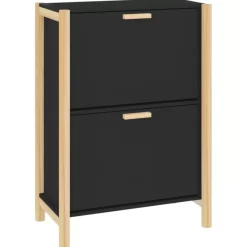 vidaXL Household Supplies* Shoe Cabinet Black 22.6"X13"X31.5" Engineered Wood