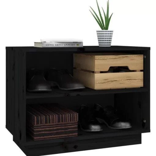 vidaXL Household Supplies* Shoe Cabinet Black 23.6"X13.4"X17.7" Solid Wood Pine