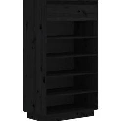 vidaXL Household Supplies* Shoe Cabinet Black 23.6"X13.4"X41.3" Solid Wood Pine