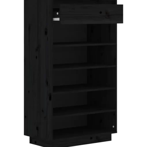 vidaXL Household Supplies* Shoe Cabinet Black 23.6"X13.4"X41.3" Solid Wood Pine