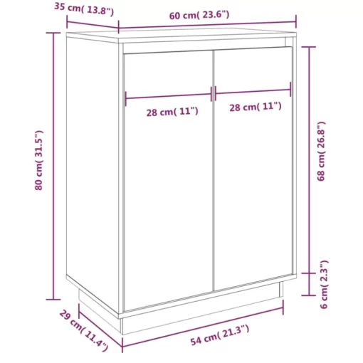 vidaXL Household Supplies* Shoe Cabinet Black 23.6"X13.8"X31.5" Solid Wood Pine