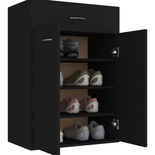 vidaXL Household Supplies* Shoe Cabinet Black 23.6"X13.8"X33.1" Engineered Wood