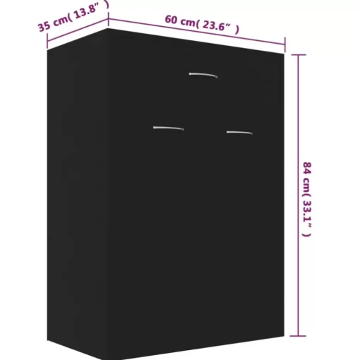 vidaXL Household Supplies* Shoe Cabinet Black 23.6"X13.8"X33.1" Engineered Wood