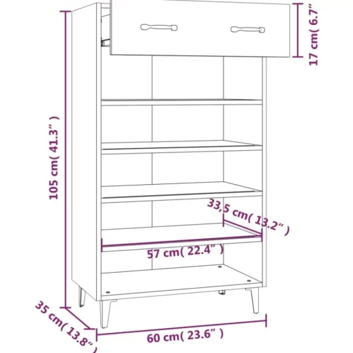 vidaXL Household Supplies* Shoe Cabinet Brown Oak 23.6"X13.8"X41.3" Engineered Wood