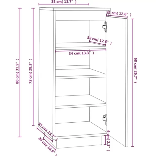 vidaXL Household Supplies* Shoe Cabinet Gray 13.8"X13.8"X31.5" Solid Wood Pine