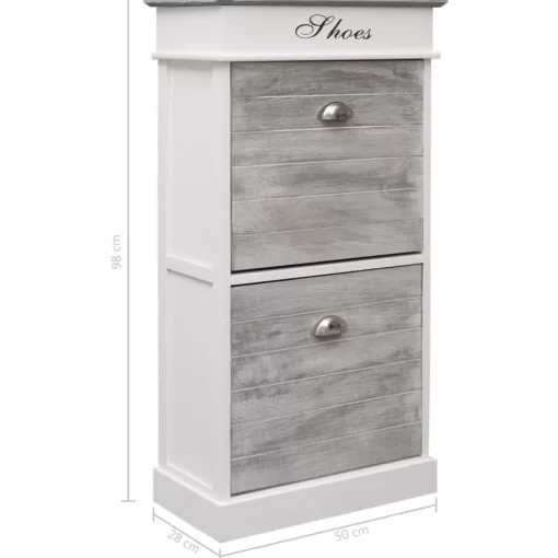 vidaXL Household Supplies* Shoe Cabinet Gray 19.7"X11"X38.6" Paulownia Wood