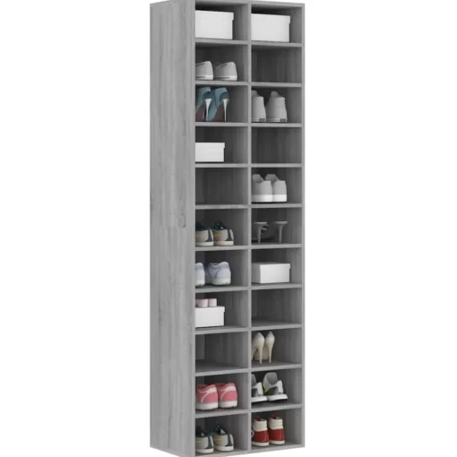 vidaXL Household Supplies* Shoe Cabinet Gray Sonoma 21.3"X13.4"X72" Engineered Wood