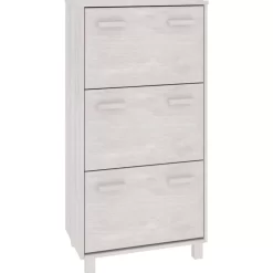 vidaXL Household Supplies* Shoe Cabinet Hamar White 23.4"X13.8"X46.1" Solid Wood Pine