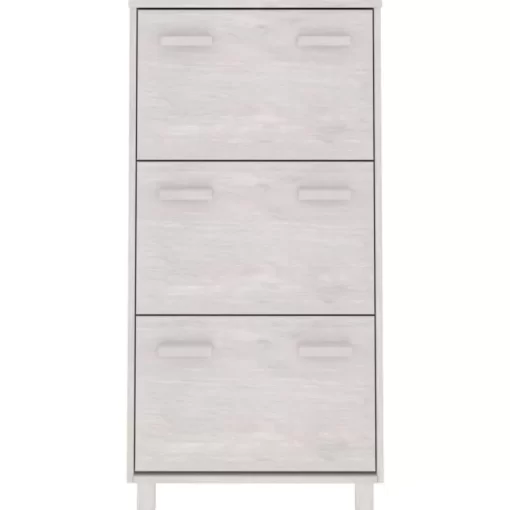 vidaXL Household Supplies* Shoe Cabinet Hamar White 23.4"X13.8"X46.1" Solid Wood Pine