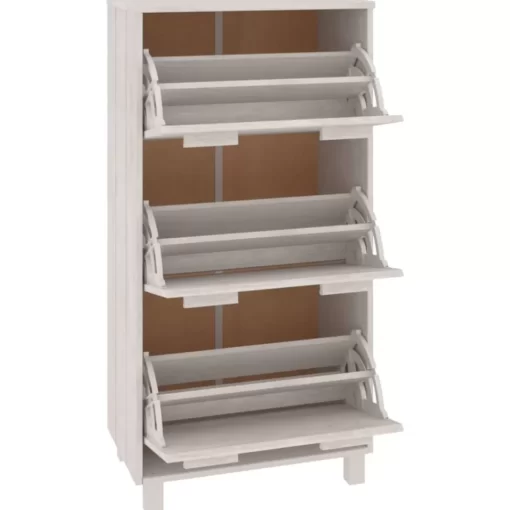 vidaXL Household Supplies* Shoe Cabinet Hamar White 23.4"X13.8"X46.1" Solid Wood Pine